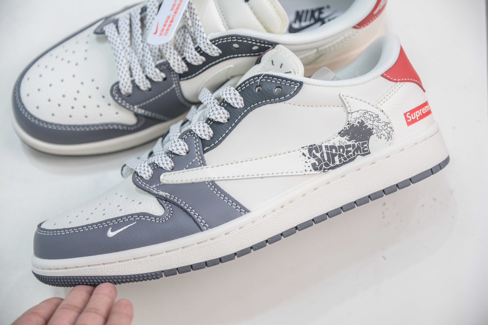 Travis Scott x Air Jordan 1 Low White Grey Red Custom Sneakers 8 cmp i1754319219300 4193 0 6