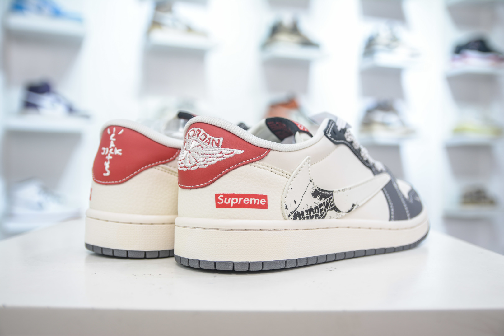 Travis Scott x Air Jordan 1 Low White Grey Red Custom Sneakers 7 cmp i1754319220905 714 0 5