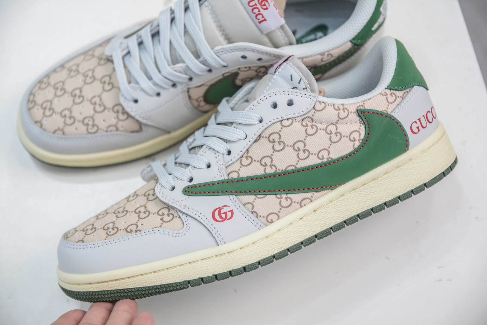TS x Air Jordan 1 Low Gucci Custom - Gray Khaki Green, Premium Leather 7 cmp i1755447876316 250 0 6