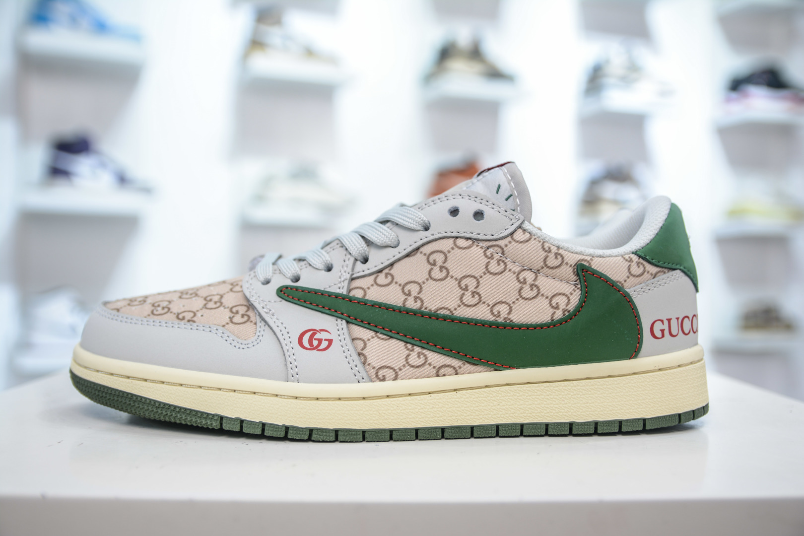 TS x Air Jordan 1 Low Gucci Custom - Gray Khaki Green, Premium Leather 1 cmp i1755447877255 4445 0 0