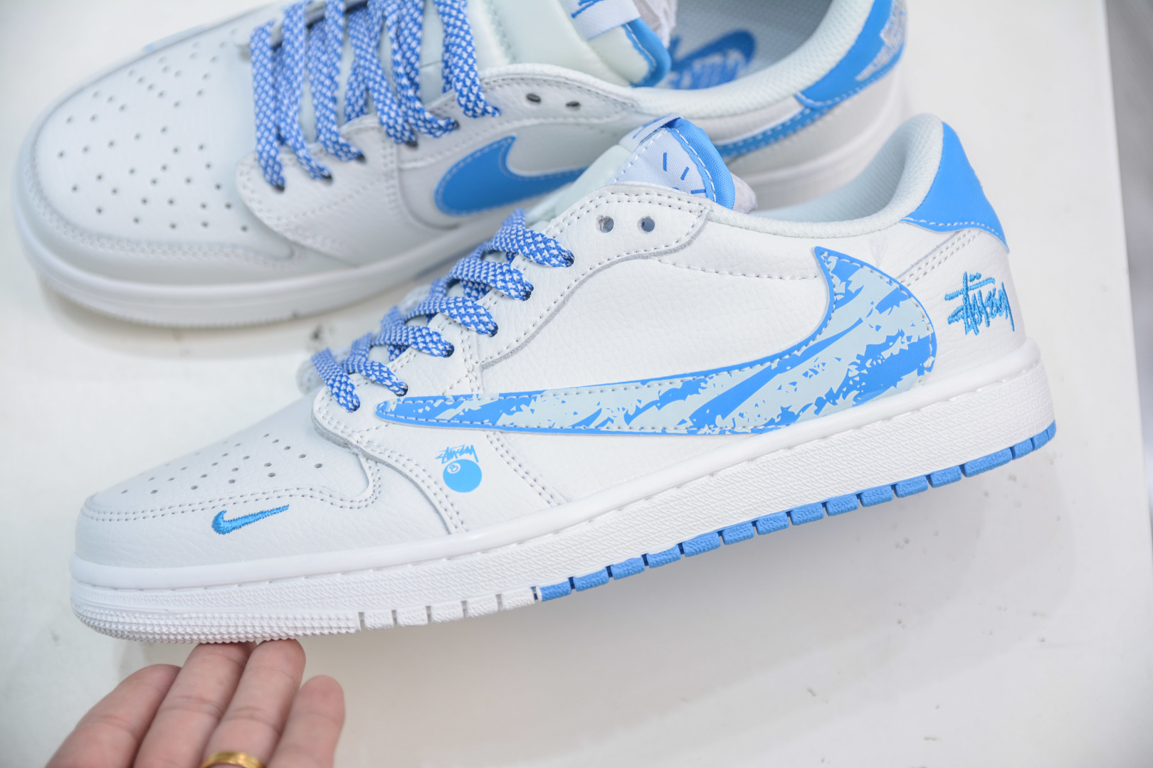 TS x Air Jordan x Stussy Air Jordan 1 Low 'Ice Blue' Custom Sneakers 7 cmp i1755536340698 9680 0 6