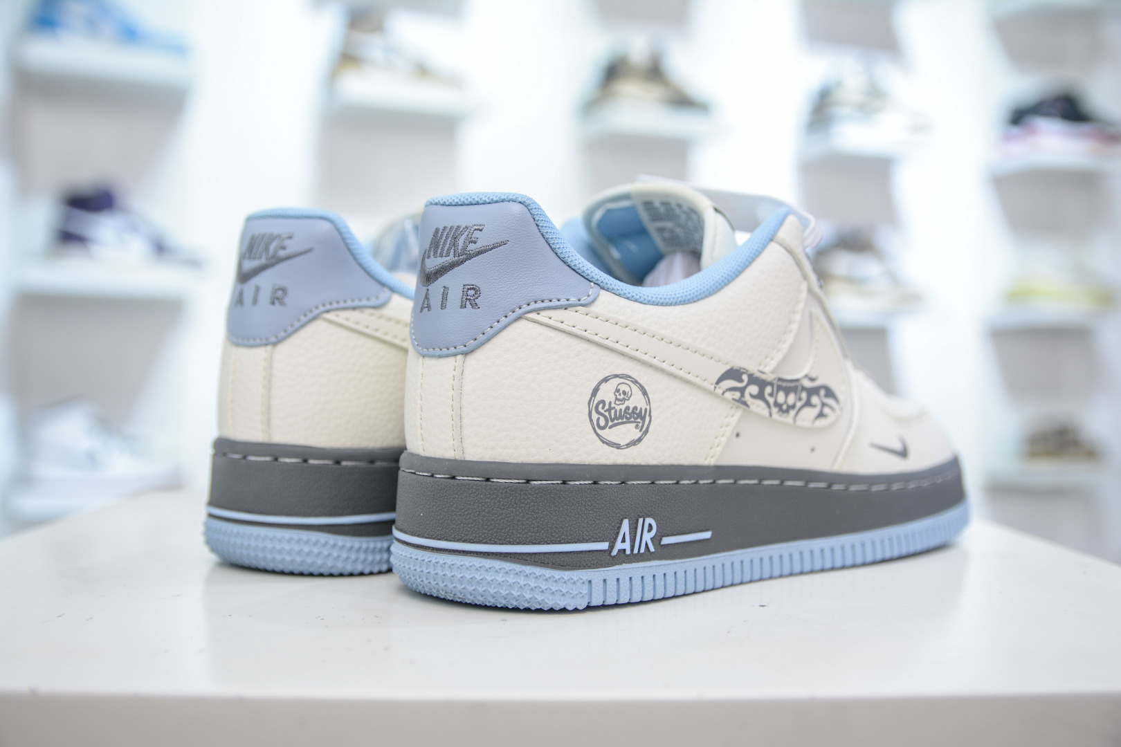 Stussy x Nike Air Force 1 Low Top Sneakers - Off White/Grey Blue 7 cmp i1755536571201 3923 0 5