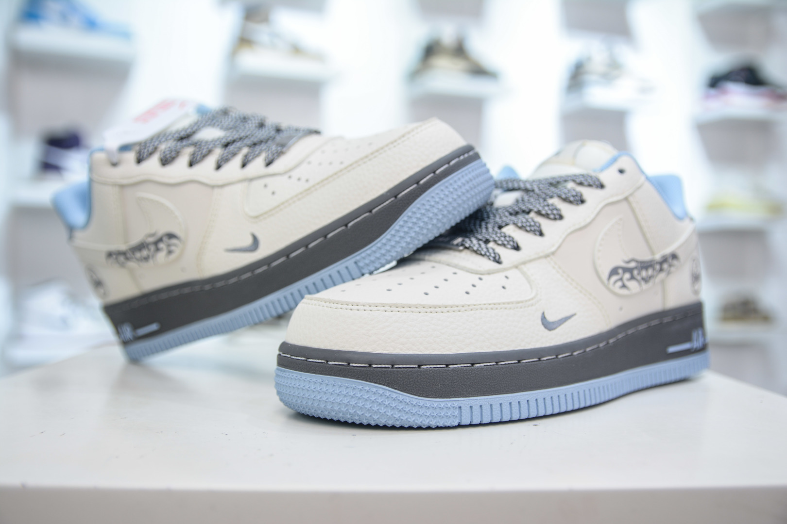 Stussy x Nike Air Force 1 Low Top Sneakers - Off White/Grey Blue 5 cmp i1755536571201 6312 0 3