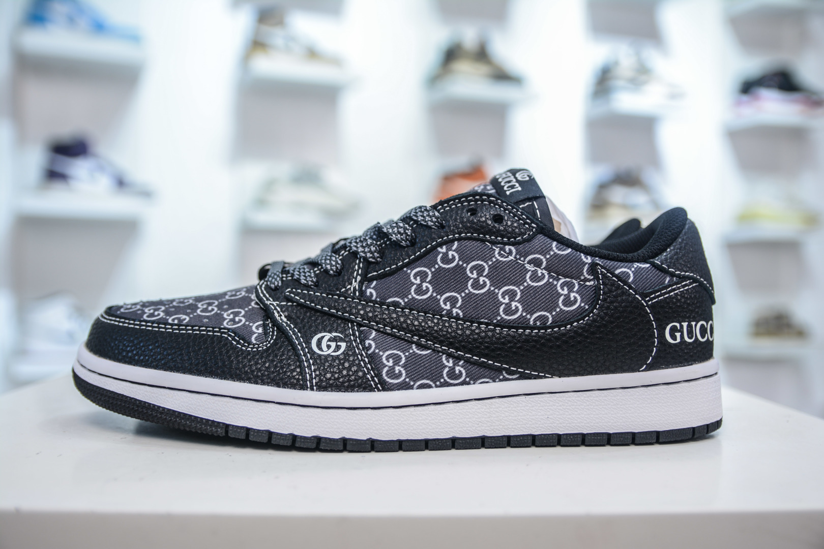 TS x Air Jordan 1 Low Gucci Custom Black Leather Sneakers (Unisex) 2 cmp i1755623873822 8484 0 0