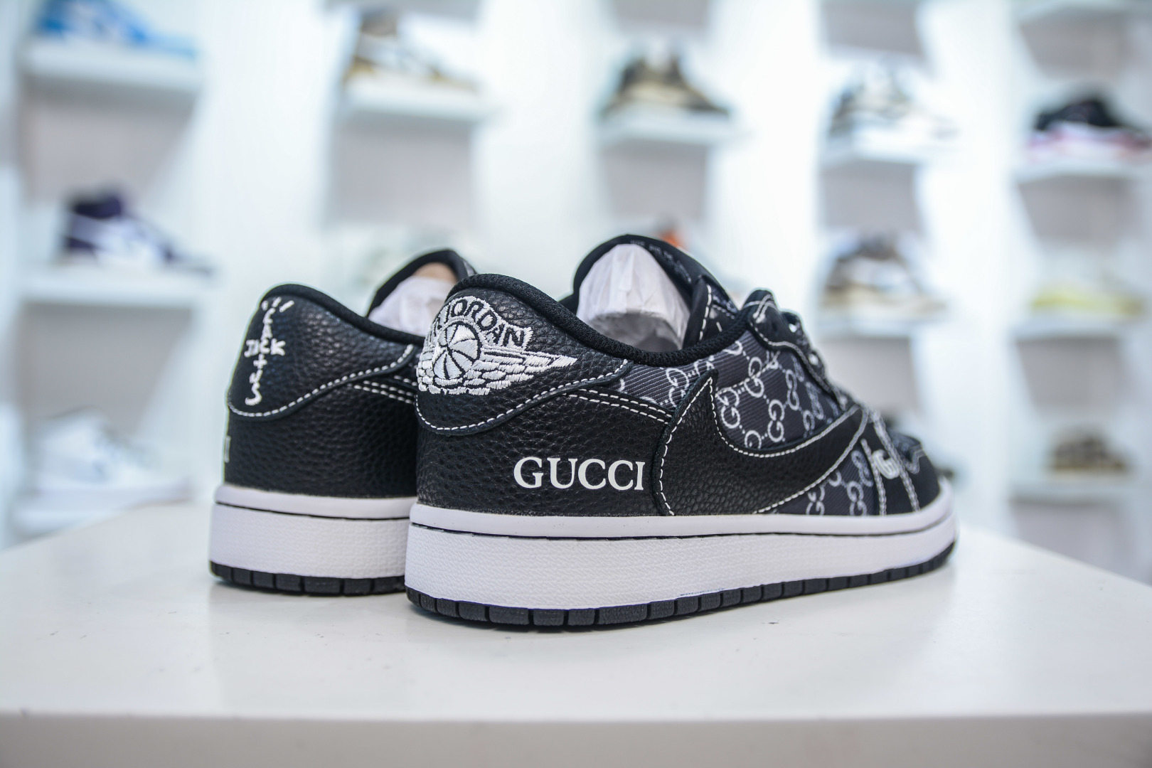 TS x Air Jordan 1 Low Gucci Custom Black Leather Sneakers (Unisex) 7 cmp i1755623876352 5429 0 5