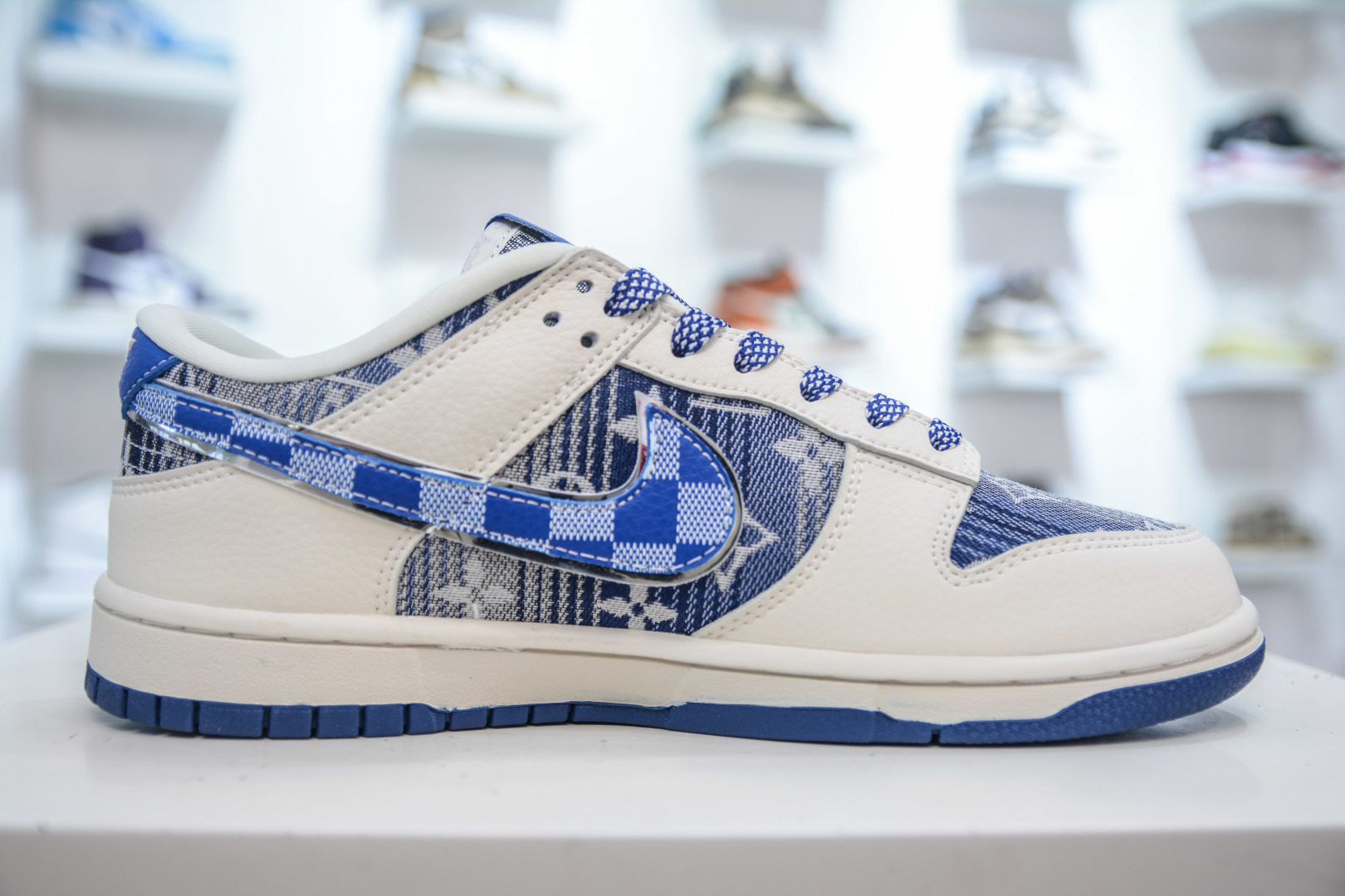 Nike SB Dunk Low x Louis VuittLV联名-米白蓝帆布印花 DS6608-004