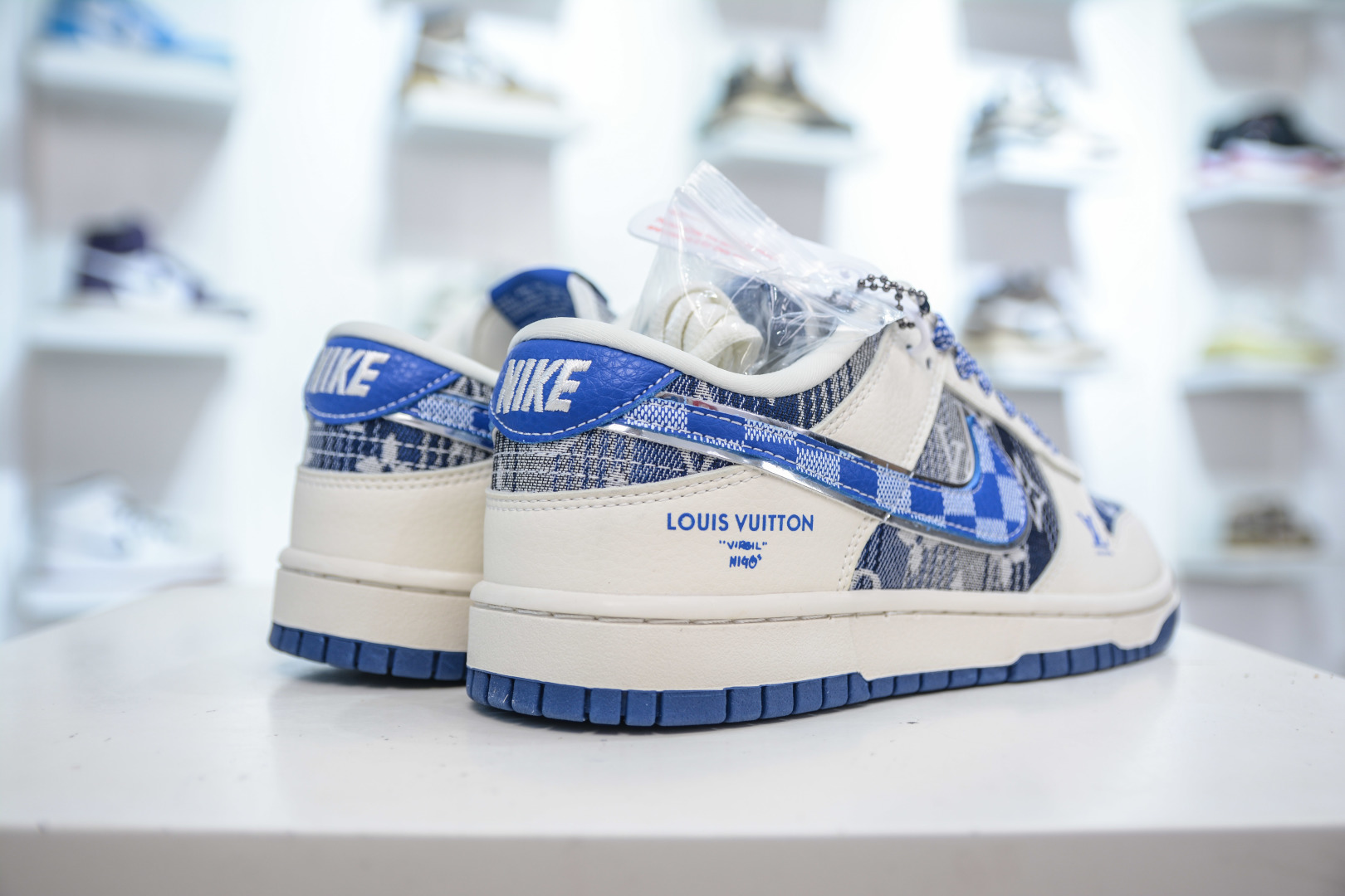 Nike SB Dunk Low x Louis VuittLV联名-米白蓝帆布印花 DS6608-004