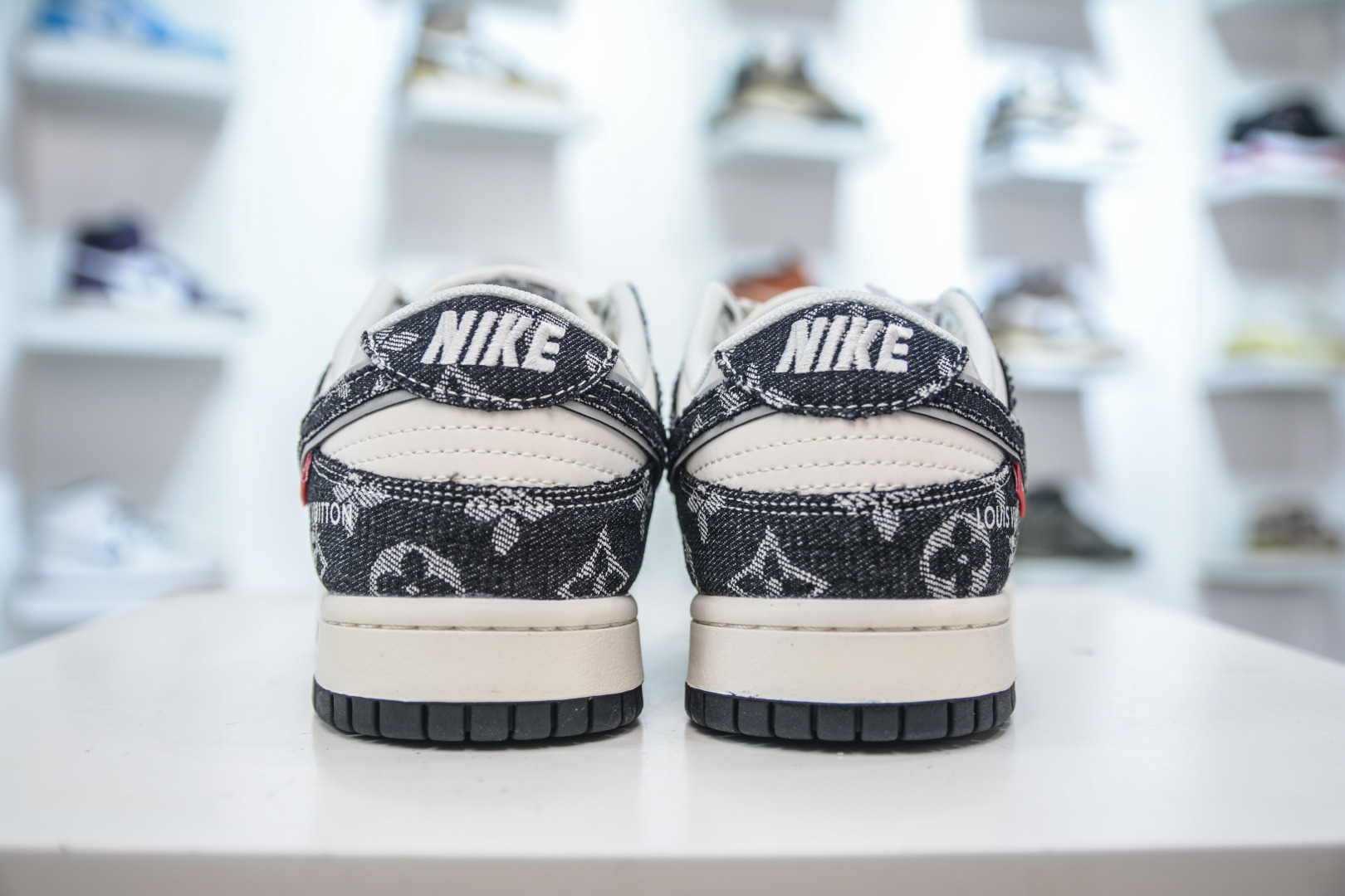 Nike SB Dunk Low x Louis Vuitton White Black Denim Sneakers 3 cmp i1755966416713 3952 0 1