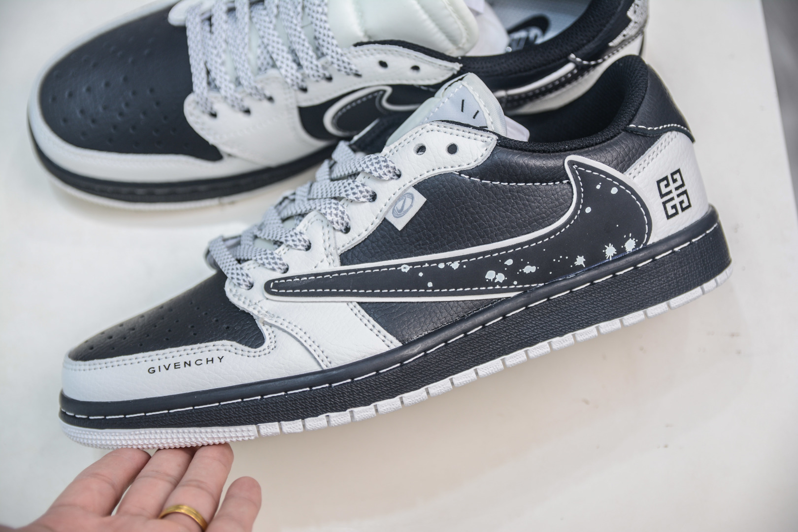 Givenchy Air Jordan 1 Low Custom Sneakers - Black/White Leather 8 cmp i1755966578430 6816 0 6