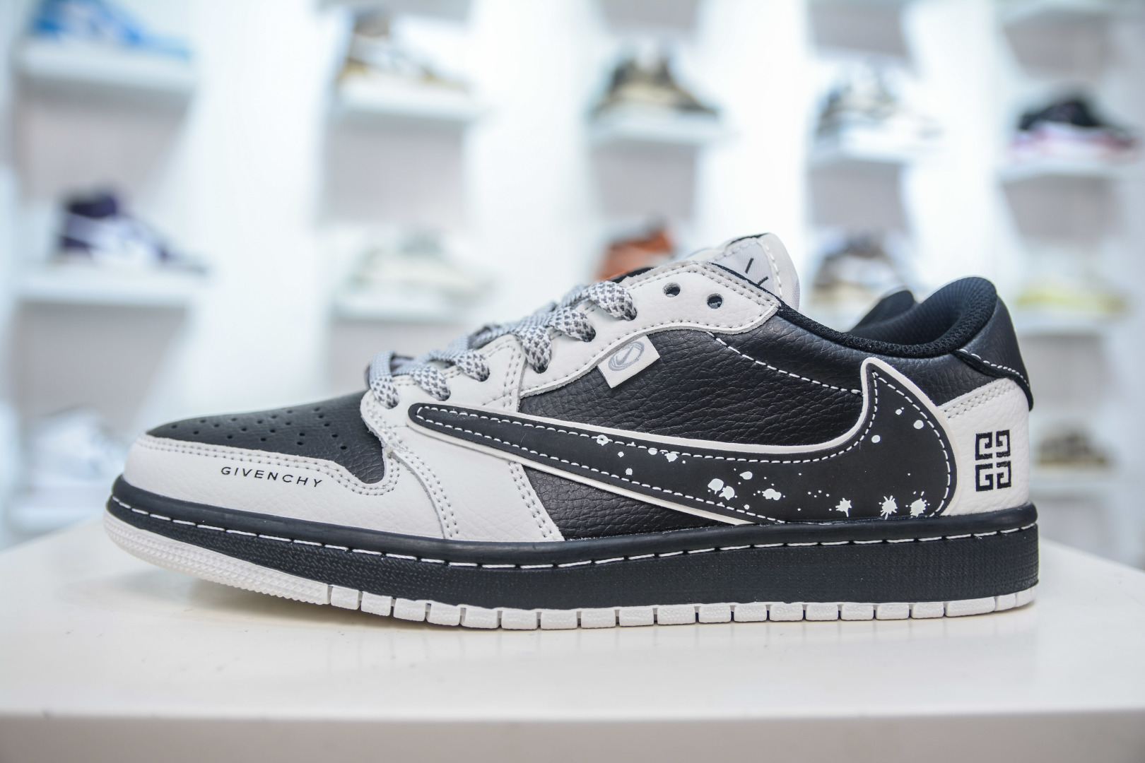 Givenchy Air Jordan 1 Low Custom Sneakers - Black/White Leather 2 cmp i1755966579461 1861 0 0