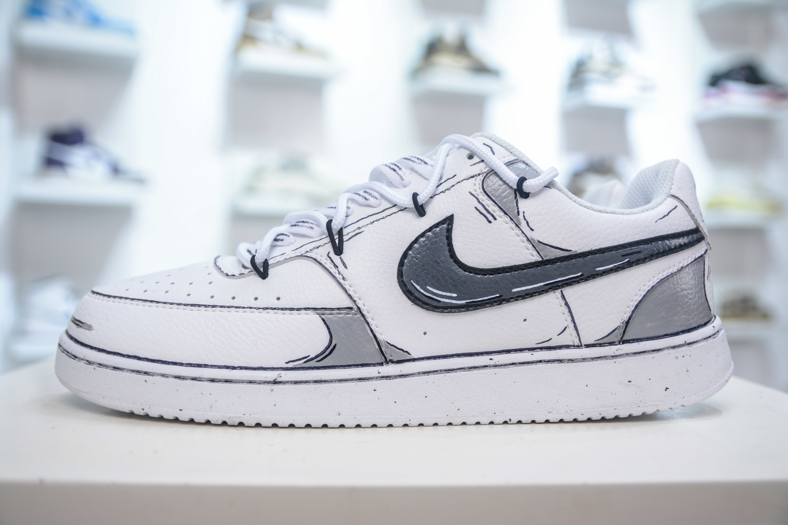 Nike Court Vision Low White/Grey Hand-Drawn Cartoon Style Sneakers 2 cmp i1756139960179 6317 0 0