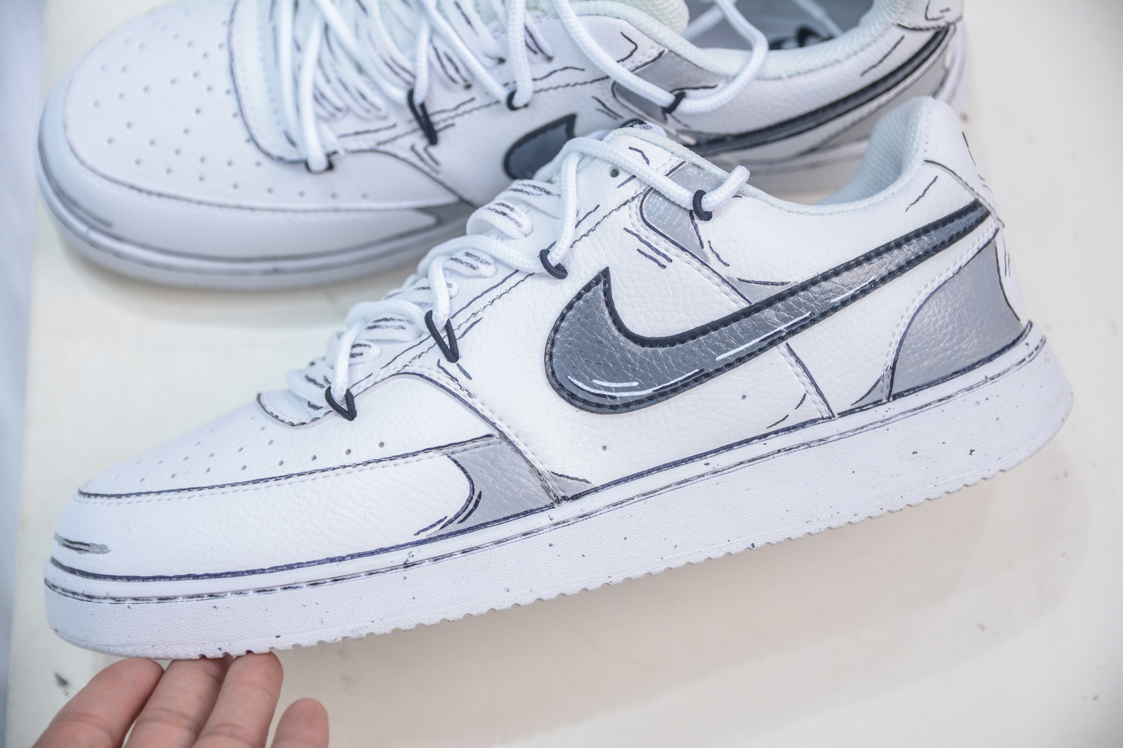 Nike Court Vision Low White/Grey Hand-Drawn Cartoon Style Sneakers 8 cmp i1756139960180 2444 0 6
