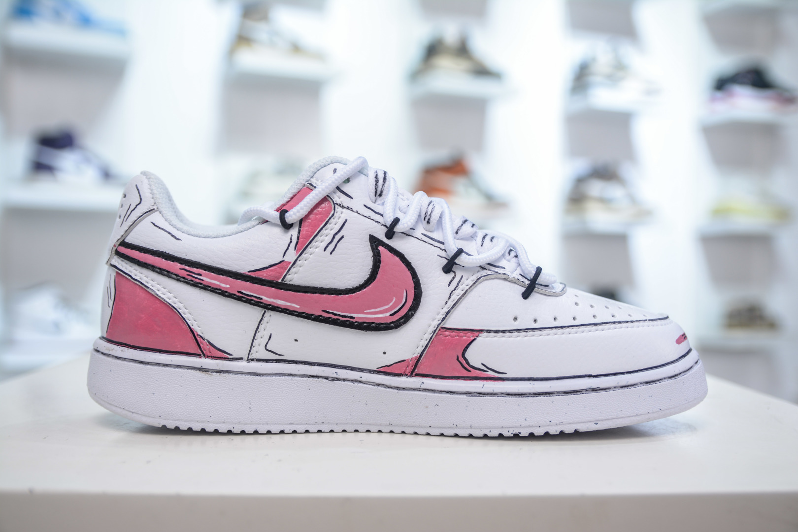 Nike Court Vision Low White/Pink Hand-Painted Graffiti Casual Sneakers 4 cmp i1756140013369 7009 0 2