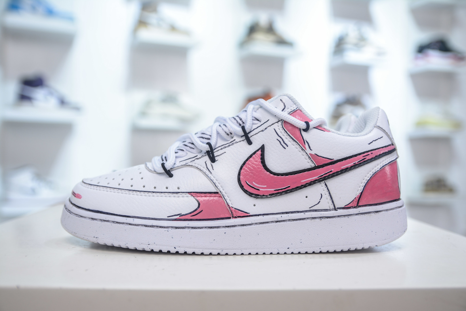 Nike Court Vision Low White/Pink Hand-Painted Graffiti Casual Sneakers 2 cmp i1756140013422 4588 0 0