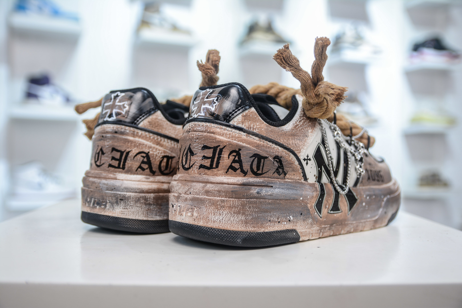 MLB NY Yankees Graffiti Chunky Sneakers - Hidden Heel, Distressed Look 7 cmp i1756318086979 1883 0 5
