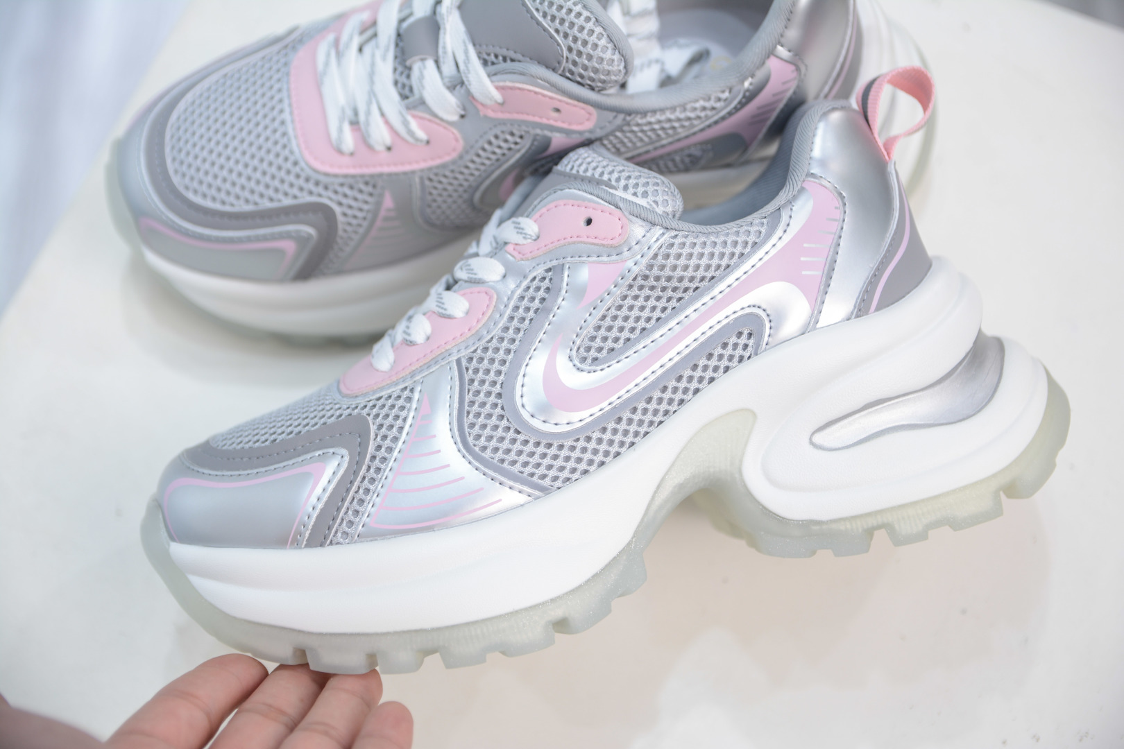 Gucci CC Women's Chunky Platform Sneakers, Silver & Pink, Sizes 35-40 7 cmp i1756499628956 9348 0 6