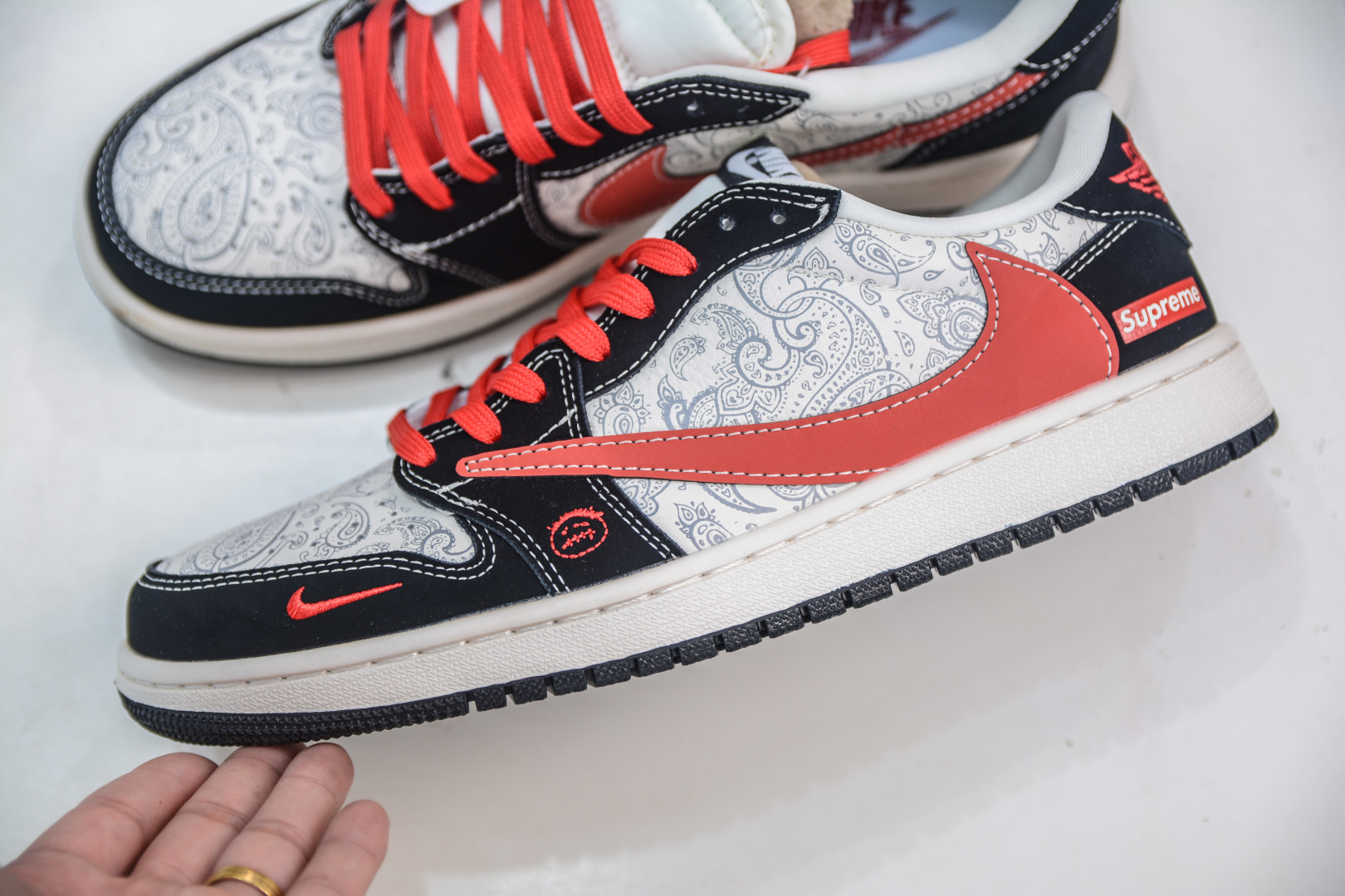 TS x Air Jordan x Supreme Air Jordan 1 Low 'Black White Red' Sneakers 8 cmp i1756500310882 8883 0 6