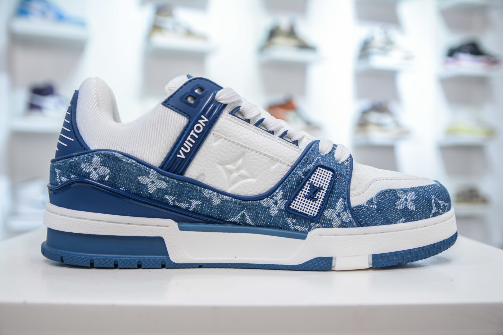 Louis Vuitton Trainer Sneaker White Blue Denim, Fashion Show, Unisex Shoes 3 cmp i1756500581772 4137 0 2