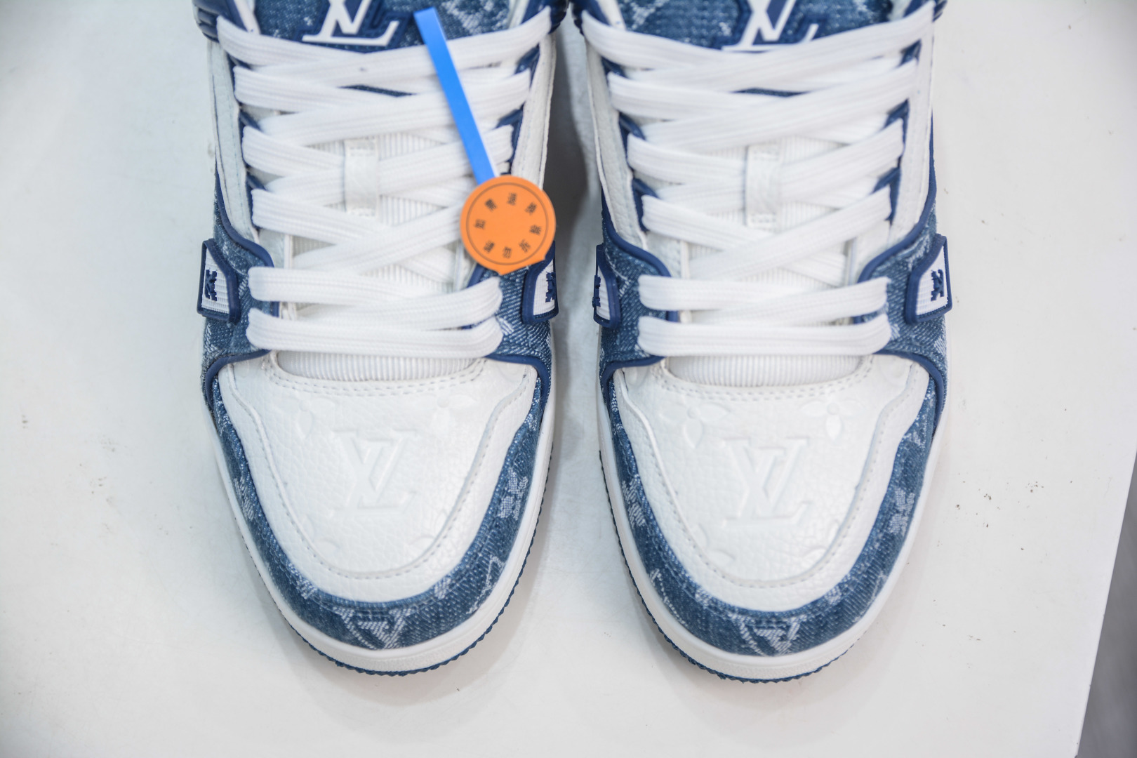 Louis Vuitton Trainer Sneaker White Blue Denim, Fashion Show, Unisex Shoes 9 cmp i1756500581772 6141 0 8