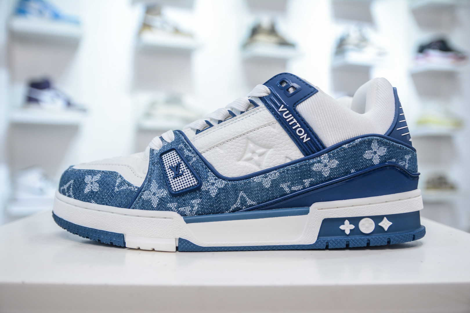 Louis Vuitton Trainer Sneaker White Blue Denim, Fashion Show, Unisex Shoes 1 cmp i1756500581826 7454 0 0