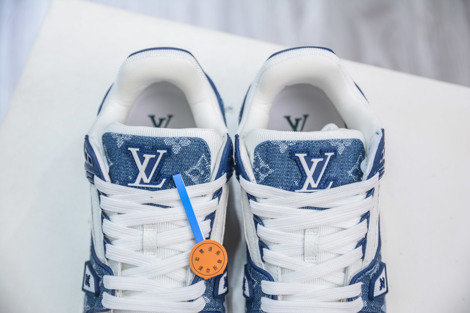 Louis Vuitton Trainer Sneaker White Blue Denim, Fashion Show, Unisex Shoes 8 cmp i1756500581826 9312 0 7