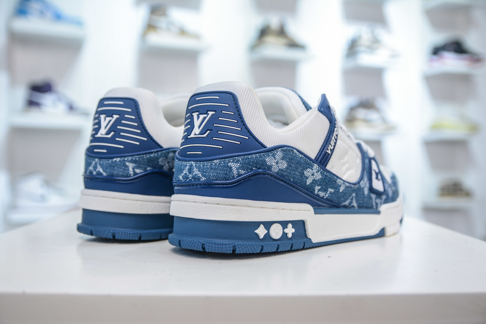 Louis Vuitton Trainer Sneaker White Blue Denim, Fashion Show, Unisex Shoes 6 cmp i1756500582755 9463 0 5