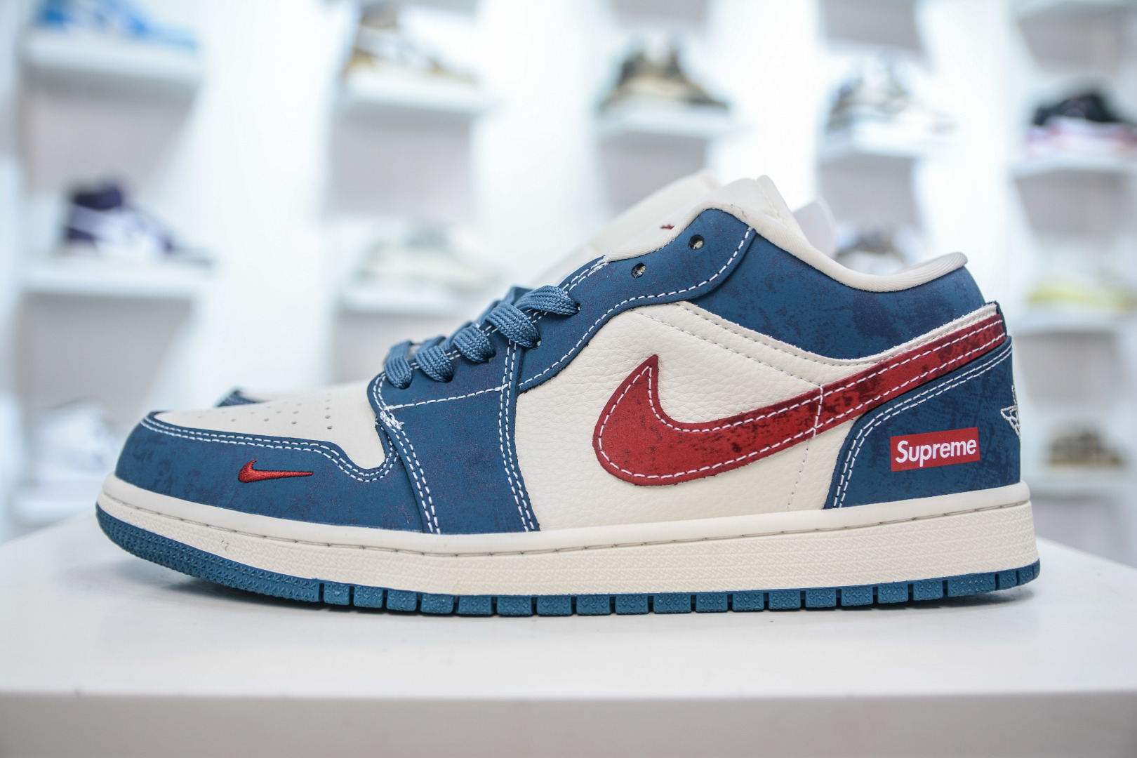 Air Jordan 1 Retro Low x Supreme Collab - Blue, White & Red Custom Shoes 1 cmp i1756834632219 5952 0 0