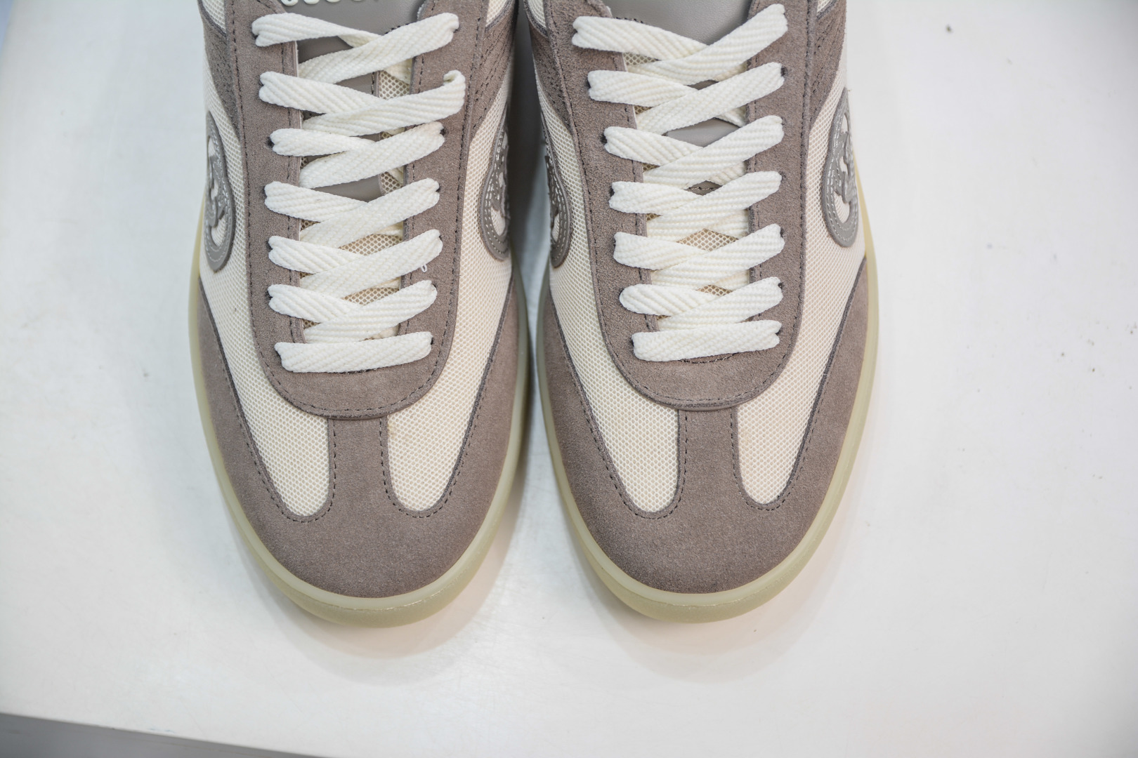 Gucci G75 Round Toe Lace-Up Sneakers in Beige Suede with GG Logo 10 cmp i1756835203517 3599 0 8