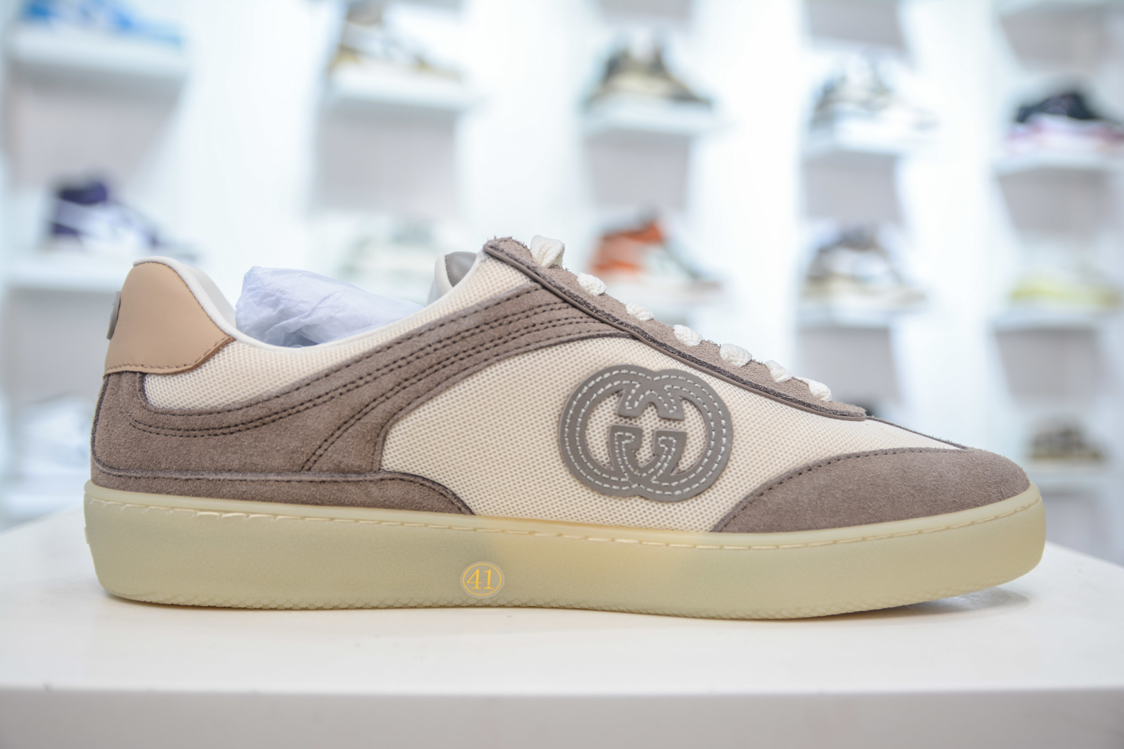 Gucci G75 Round Toe Lace-Up Sneakers in Beige Suede with GG Logo 4 cmp i1756835204878 1739 0 2