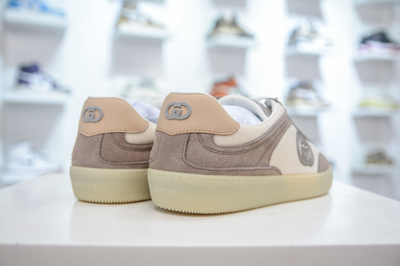 Gucci G75 Round Toe Lace-Up Sneakers in Beige Suede with GG Logo 7 cmp i1756835204883 2289 0 5