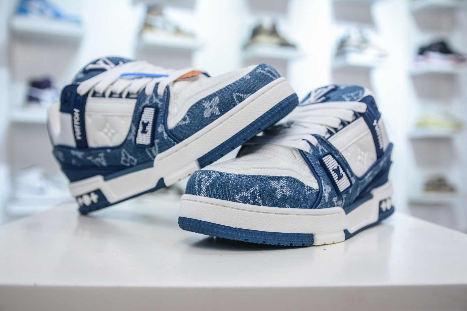 Louis Vuitton Trainer Sneaker White Blue Denim, Fashion Show, Unisex, Size 36-45 4 cmp i1756835591287 2844 0 3