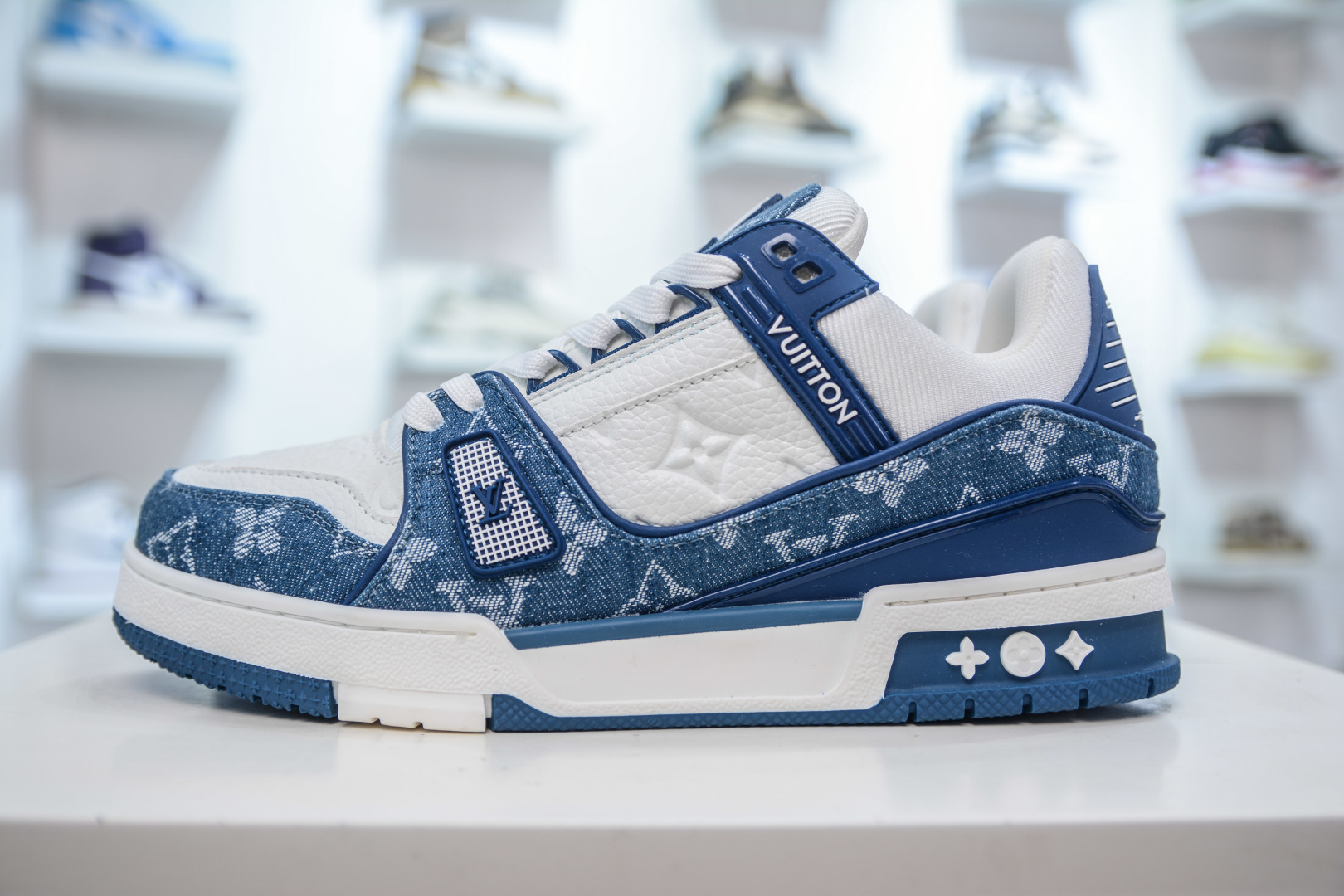 Louis Vuitton Trainer Sneaker White Blue Denim, Fashion Show, Unisex, Size 36-45 1 cmp i1756835591288 8112 0 0