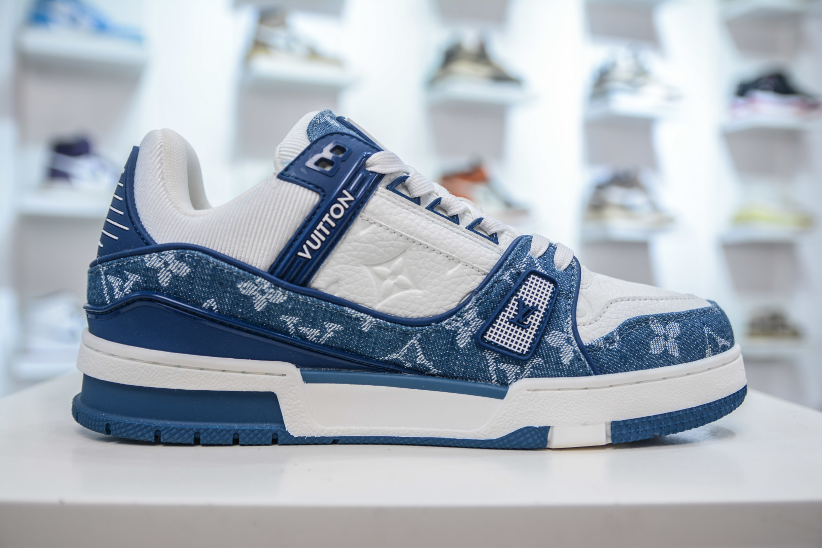 Louis Vuitton Trainer Sneaker White Blue Denim, Fashion Show, Unisex, Size 36-45 3 cmp i1756835591344 2734 0 2