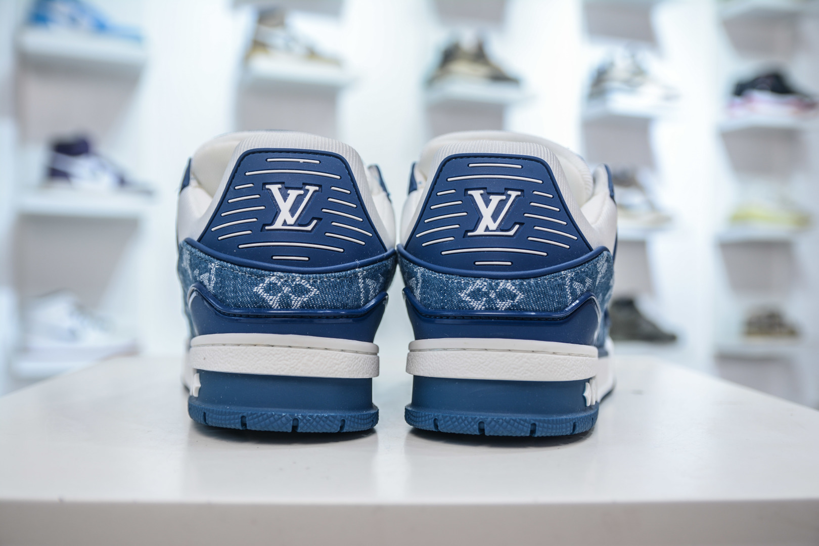 Louis Vuitton Trainer Sneaker White Blue Denim, Fashion Show, Unisex, Size 36-45 2 cmp i1756835592593 268 0 1