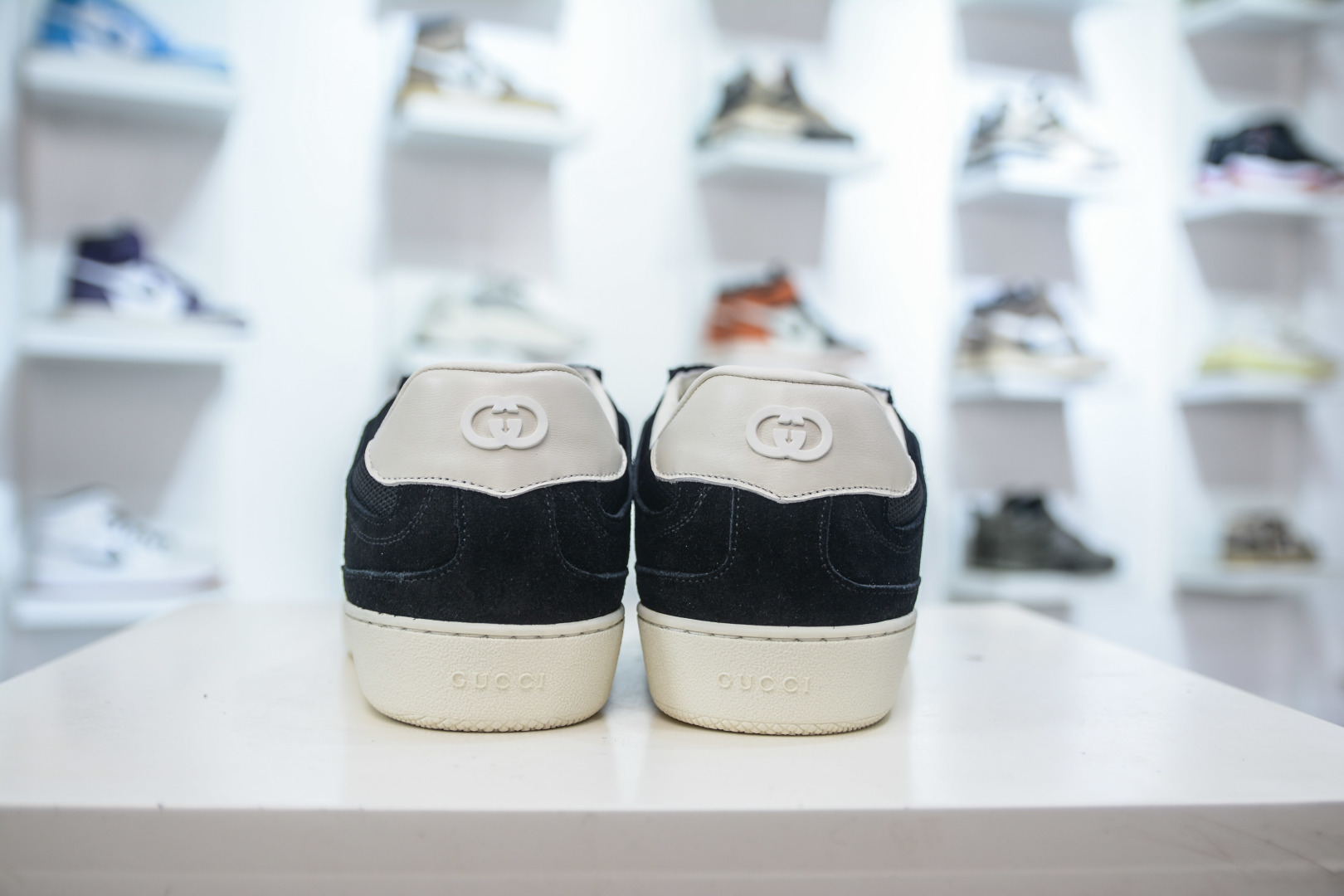 Gucci G75 Round Toe Lace-Up Sneakers in Black Suede with GG Canvas Detail 2 cmp i1756913080174 1919 0 1