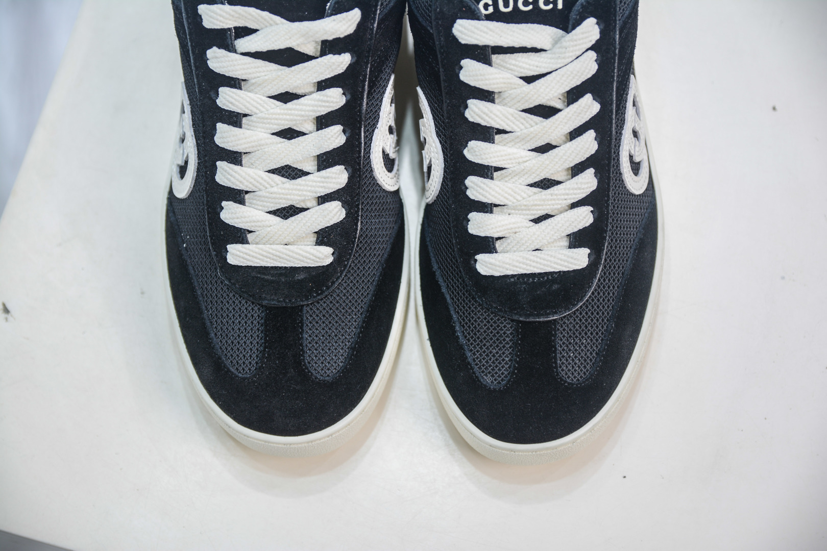 Gucci G75 Round Toe Lace-Up Sneakers in Black Suede with GG Canvas Detail 9 cmp i1756913080176 250 0 8