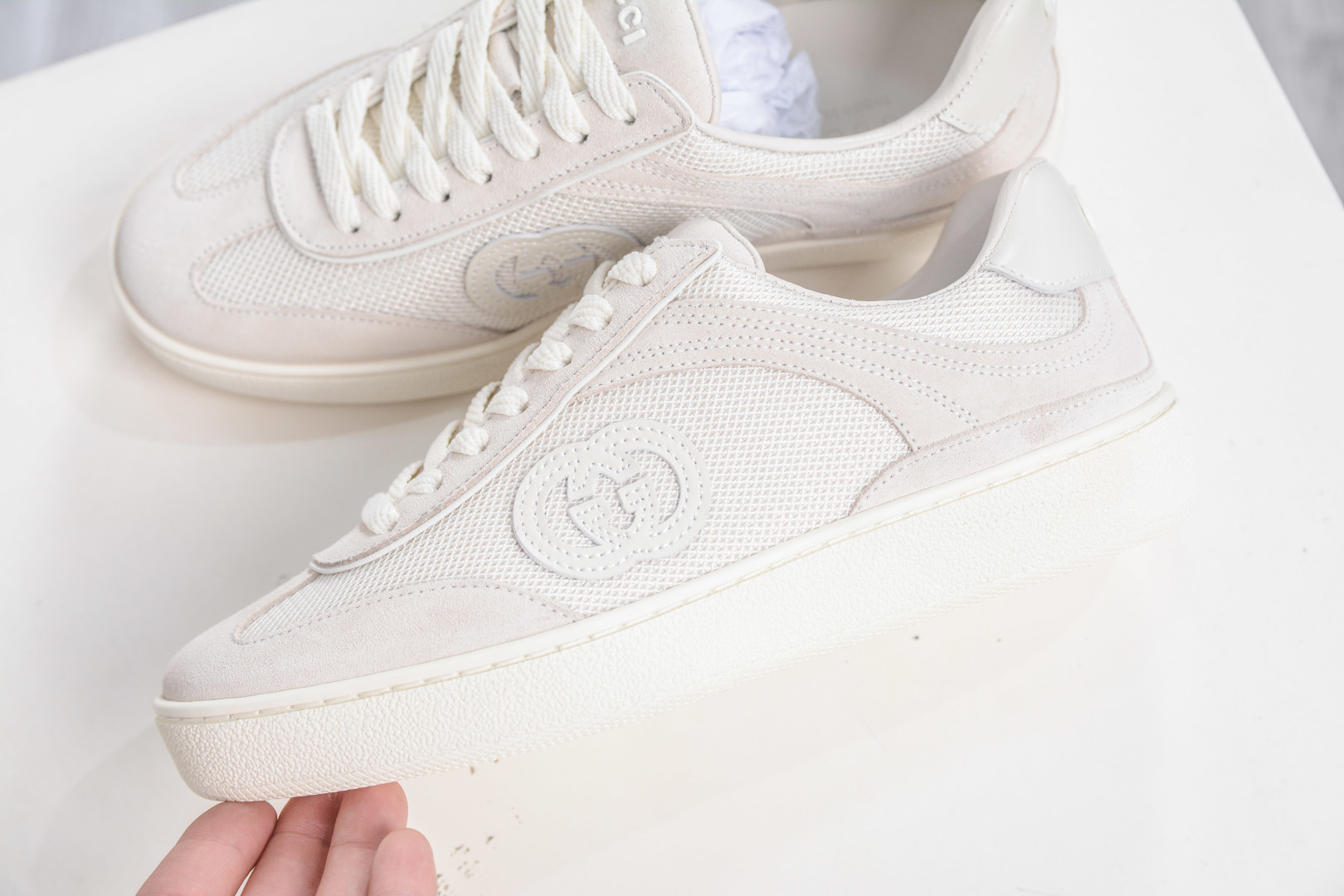 Gucci G75 Round Toe Lace-Up Sneakers in Soft Suede - Modern Charm 7 cmp i1757100127127 5502 0 6