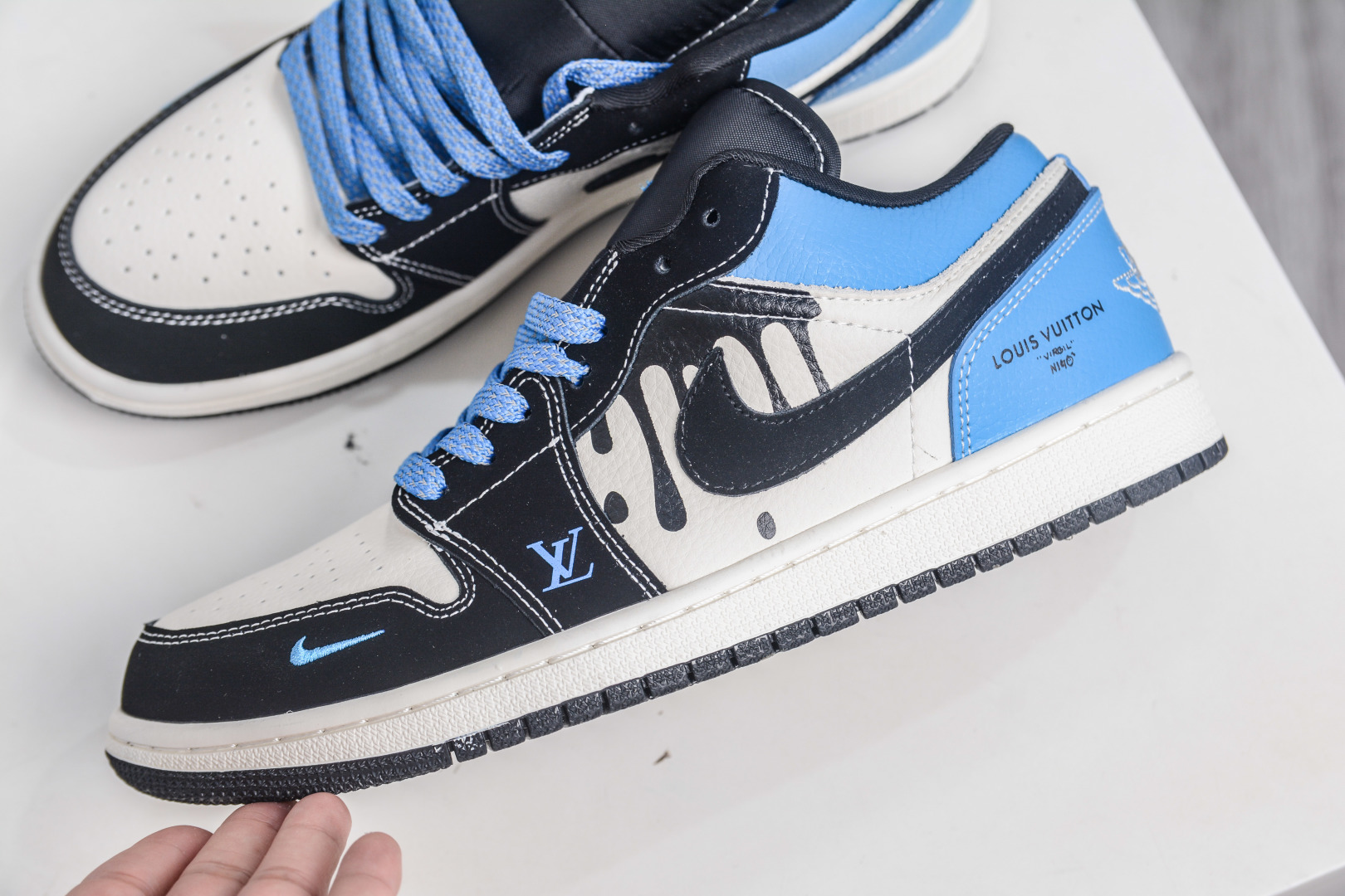 Air Jordan 1 Low x Louis Vuitton Collab Black White Blue Sneakers 8 cmp i1757352467857 7830 0 6