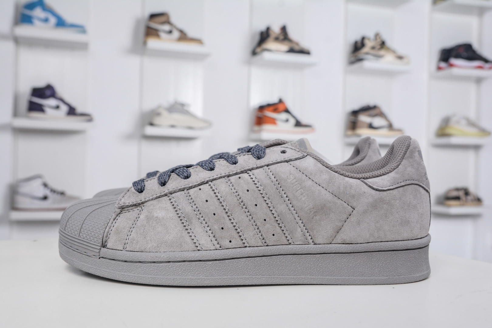 Adidas Originals Superstar Grey Suede Leather Sneakers: Original Company Grade