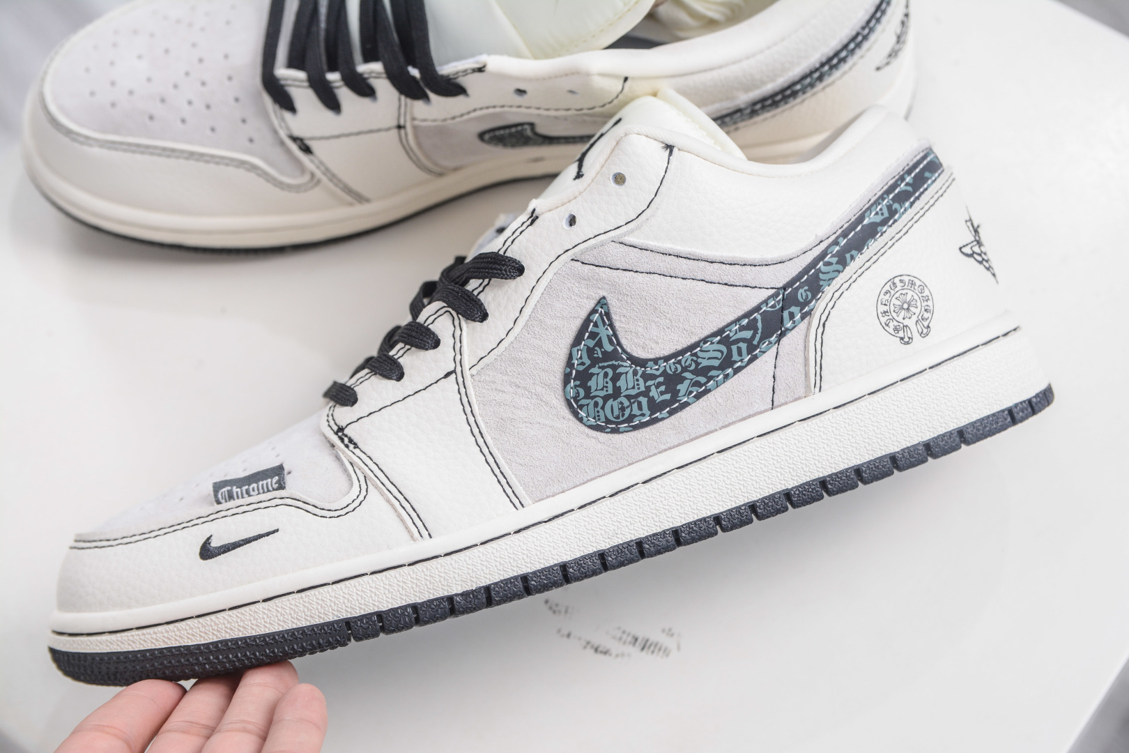 Air Jordan 1 Low x Chrome Hearts White Gray Custom Sneakers 7 cmp i1757609915729 8890 0 6