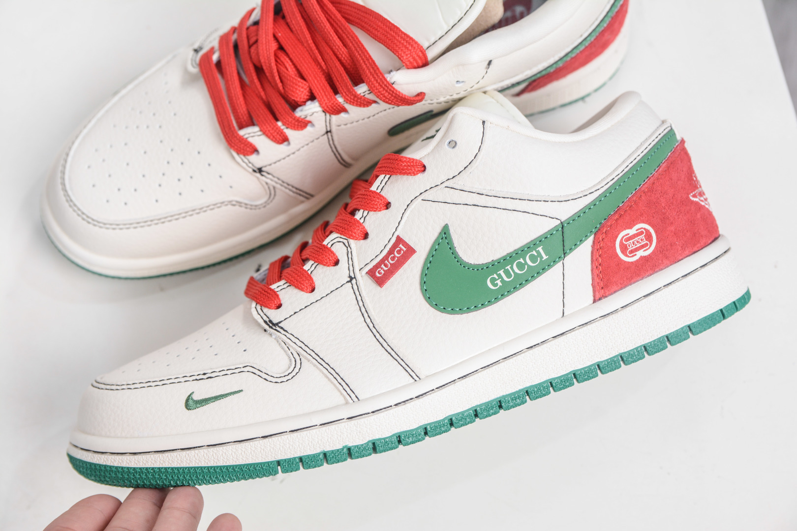 Nike Jordan Low x GUCCI 古驰联名-白绿红 LD2025-003-莆田鞋,莆田鞋货源,高仿鞋,高仿鞋货源,安福档口,莆田高仿鞋,莆田鞋批发,高仿鞋批发,莆田高仿运动鞋,高仿运动鞋,莆田运动鞋 Nike Jordan Low x GUCCI 古驰联名-白绿红 LD2025-003