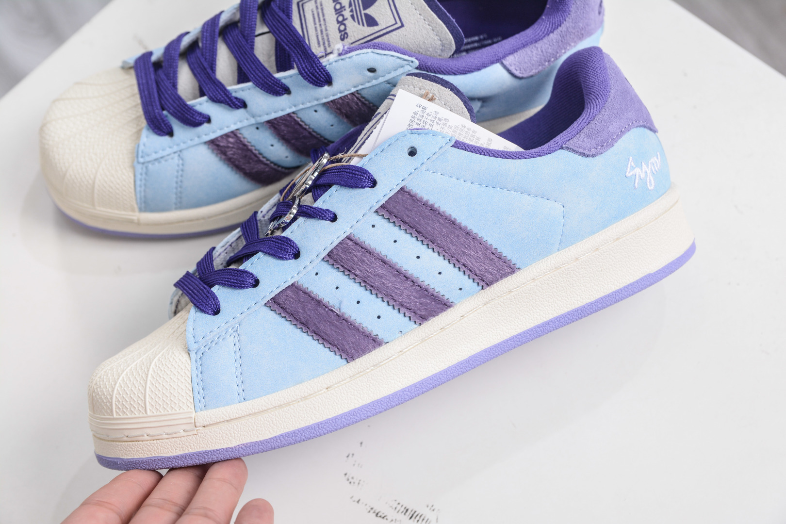 AD Originals Superstar 2 Shell Toe Sneakers - Light Blue & Purple, Premium Leather 8 cmp i1757868918527 5498 0 8