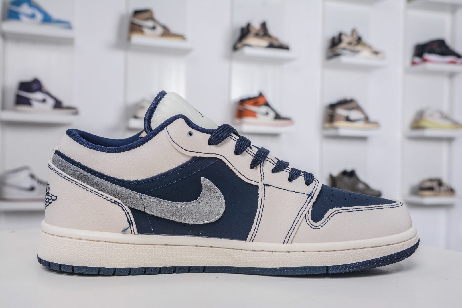 Dior x Air Jordan 1 Low: Navy & Cream Leather Sneakers, Limited Edition 3 cmp i1757869087667 8203 0 2
