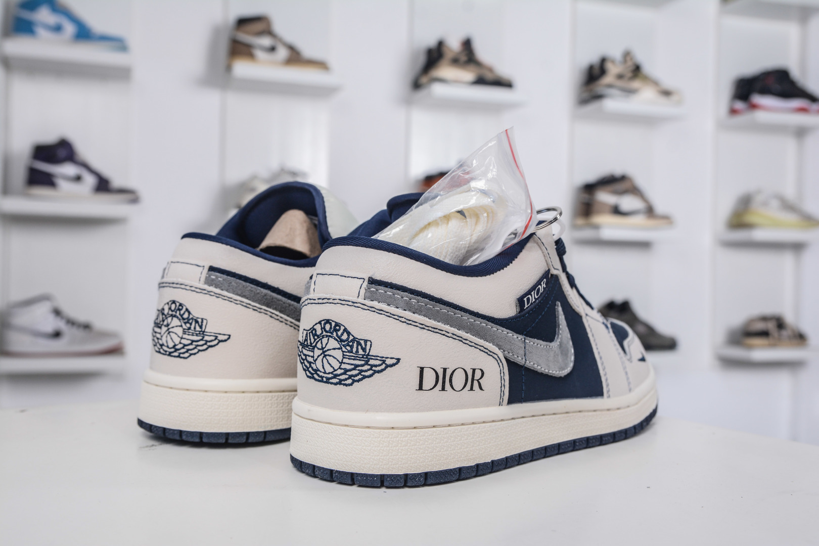 Dior x Air Jordan 1 Low: Navy & Cream Leather Sneakers, Limited Edition 6 cmp i1757869087667 8870 0 5
