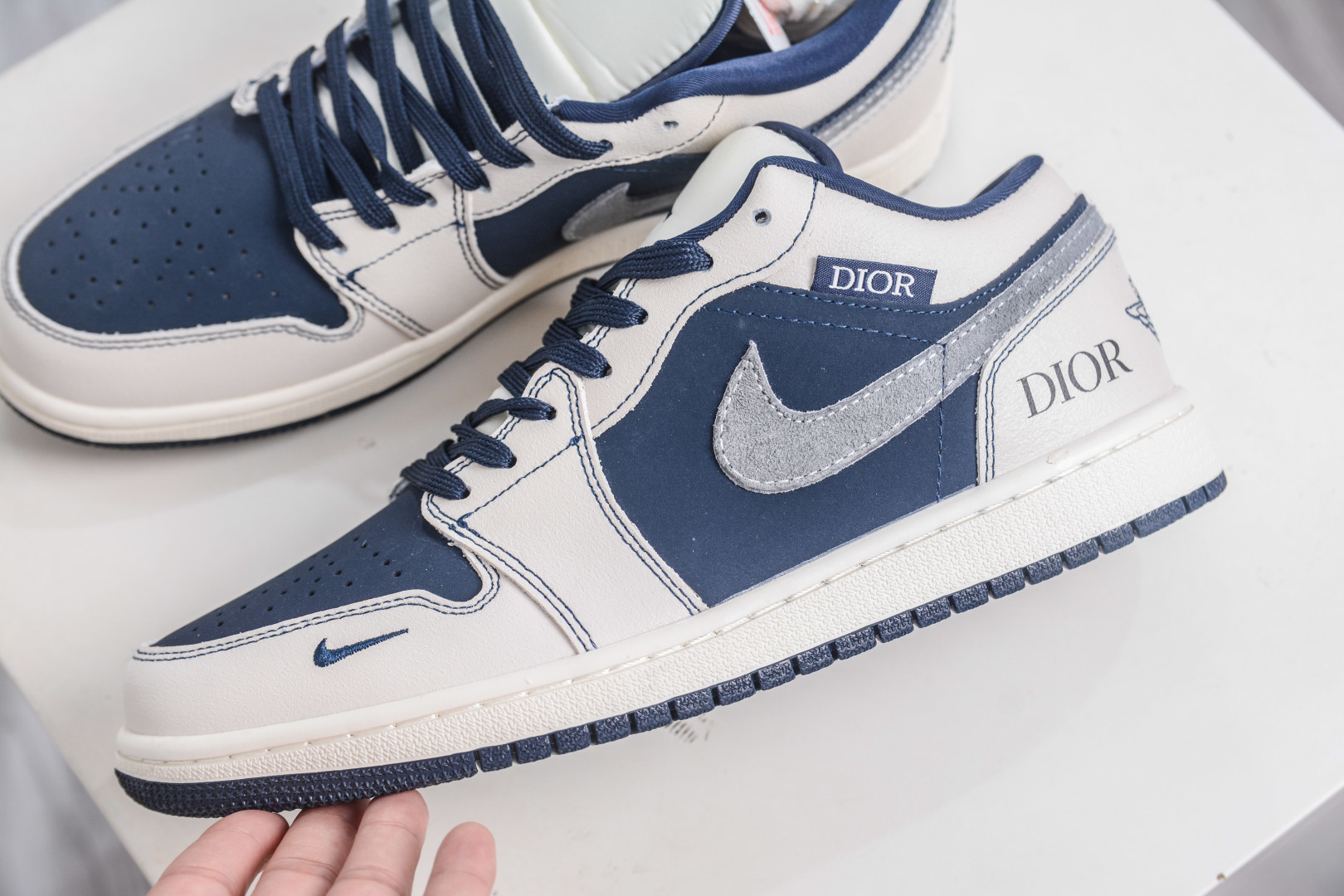 Dior x Air Jordan 1 Low: Navy & Cream Leather Sneakers, Limited Edition 7 cmp i1757869087723 4438 0 6