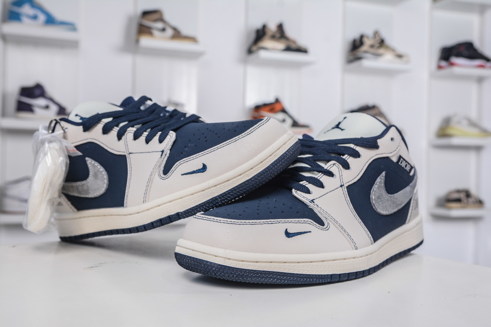 Dior x Air Jordan 1 Low: Navy & Cream Leather Sneakers, Limited Edition 4 cmp i1757869088862 1325 0 3