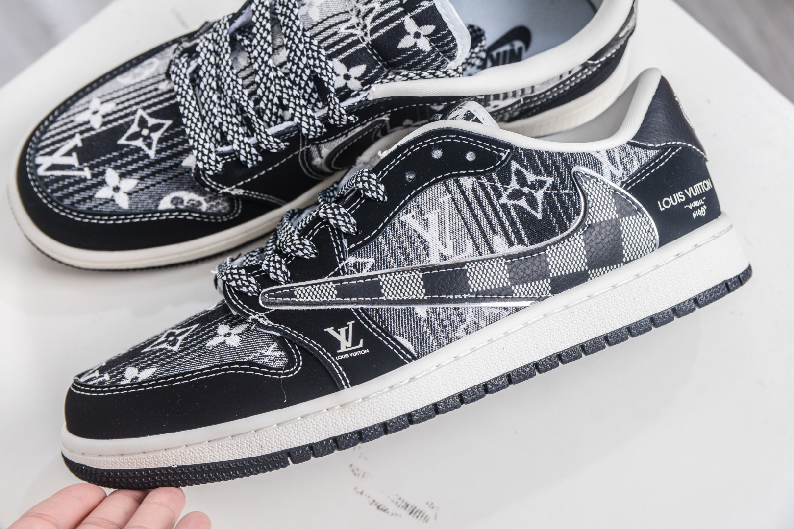 TS x Air Jordan x Louis Vuitton Air Jordan 1 Low - Black Grey Canvas 8 cmp i1757869417361 3858 0 6