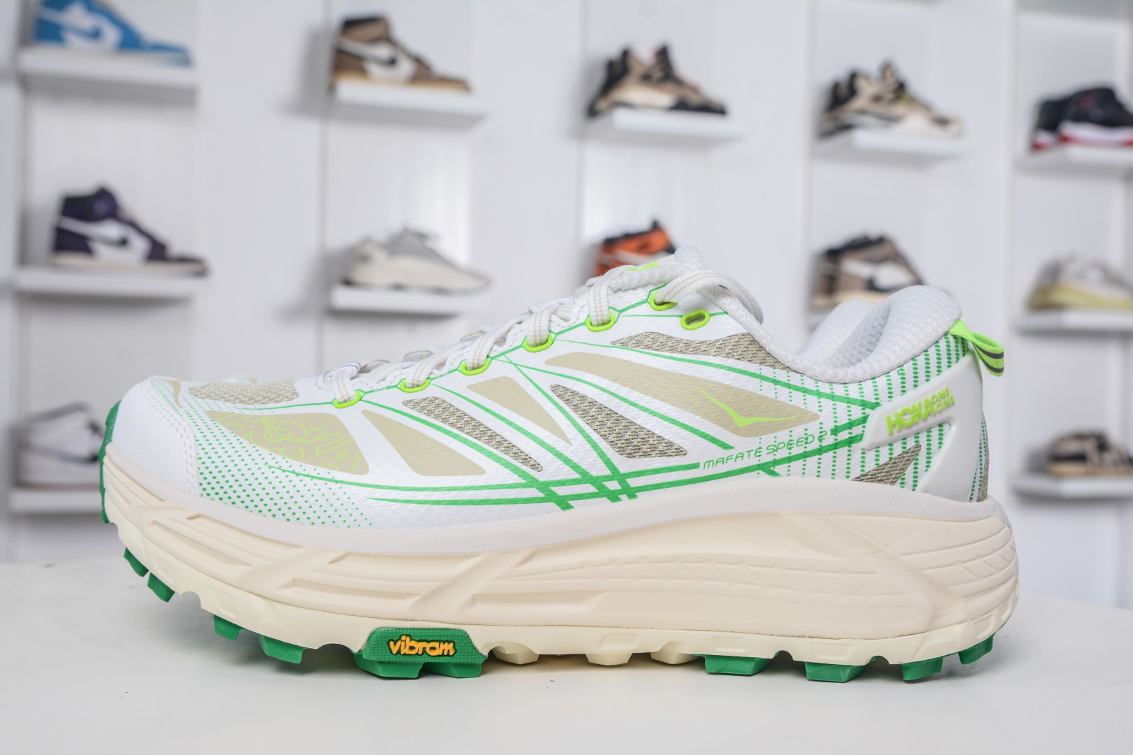 Hoka One One Mafate Speed 2 Low White/Lime Lightweight Trail Running Shoes