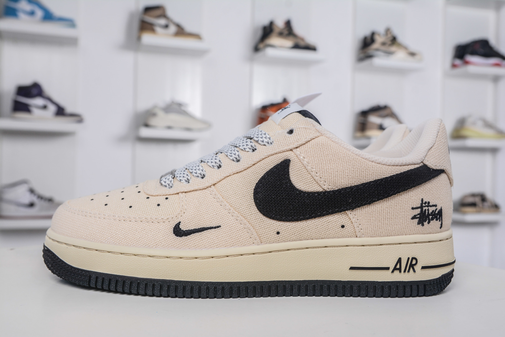 Nike Air Force 1 Low 07 x Stussy Collab Cream/Black Canvas Sneakers 2 cmp i1757955174696 9349 0 0
