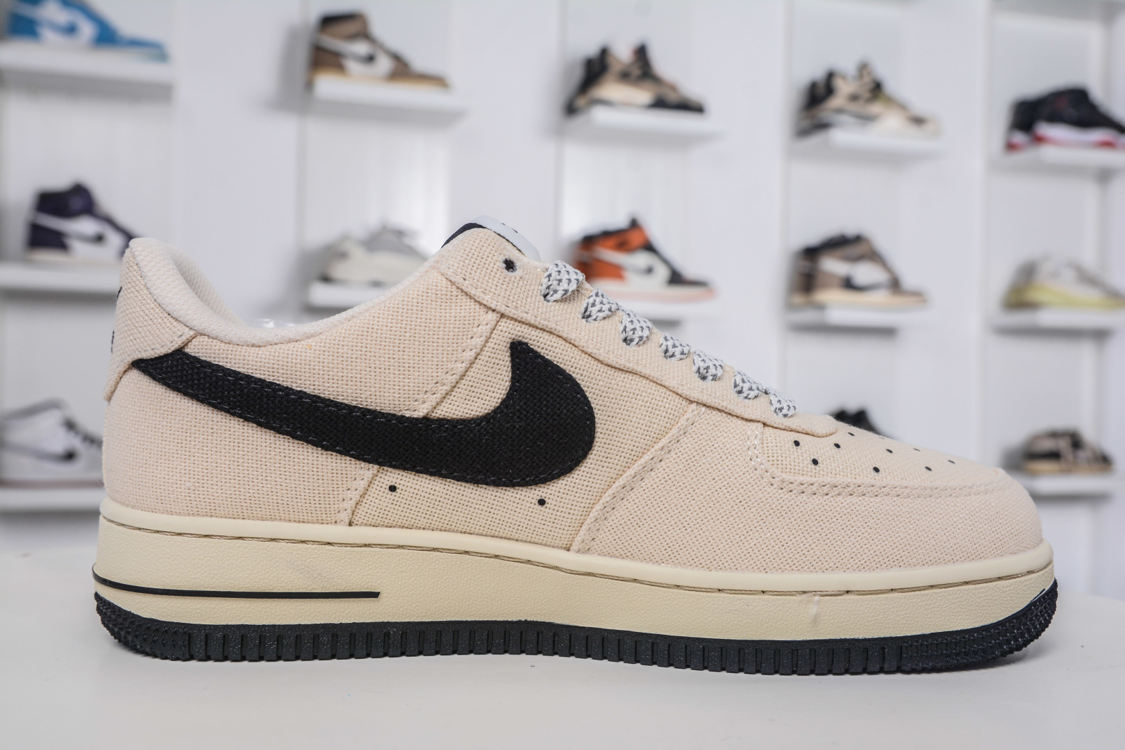 Nike Air Force 1 Low 07 x Stussy Collab Cream/Black Canvas Sneakers 4 cmp i1757955174696 9596 0 2